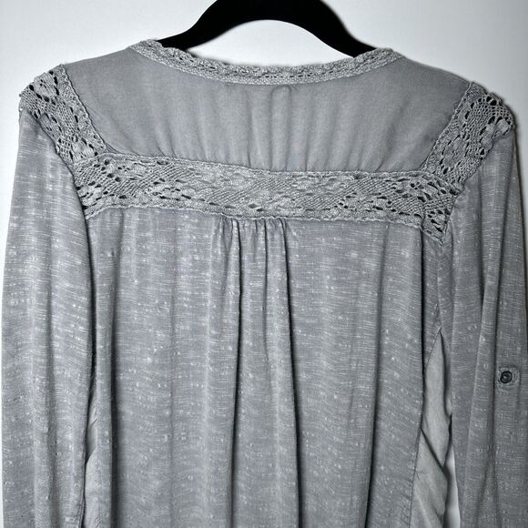 Solitaire Top Womens Small Gray Crochet Embroidered Cottagecore Boho Casual Chic - Picture 6 of 16